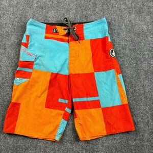 VOLCOM Men’s Hybrid Swim Shorts Trunks Color Block Orange/Blue size: 30